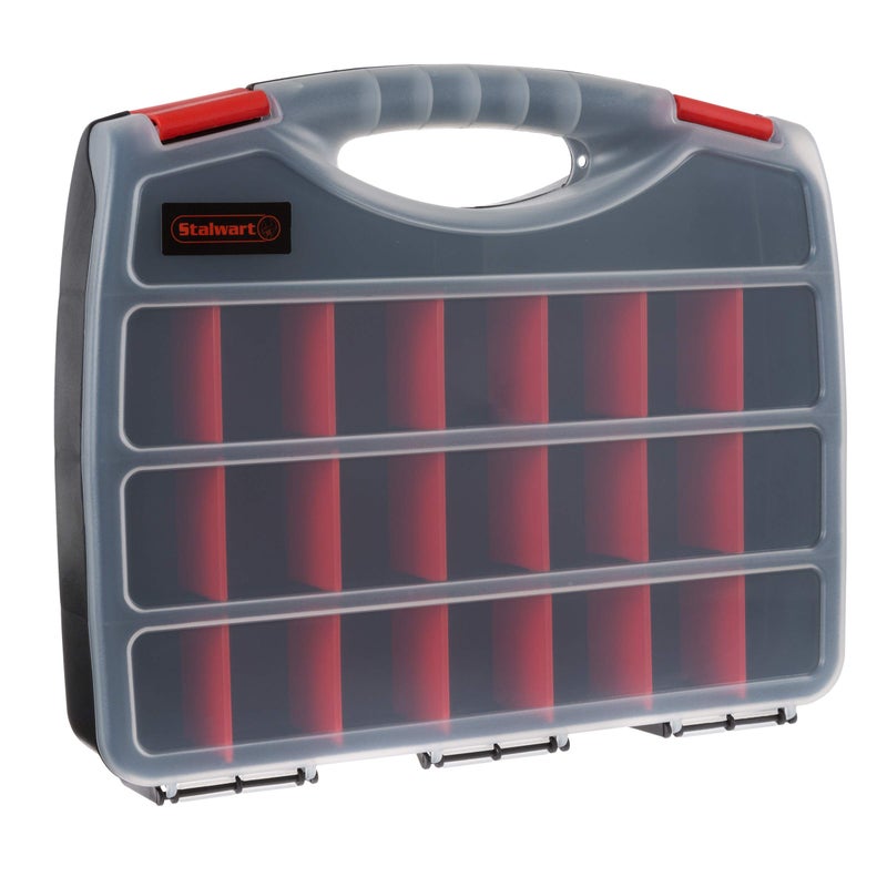 Stalwart Hardware Organizer Box with Dividers - 23 Compartment Small Parts Organizer Portable Tool Box with Secure Latches - Plastic Screw Storage for Nuts, Beads, Jewelry or Tackle by Stalwart - Image 1